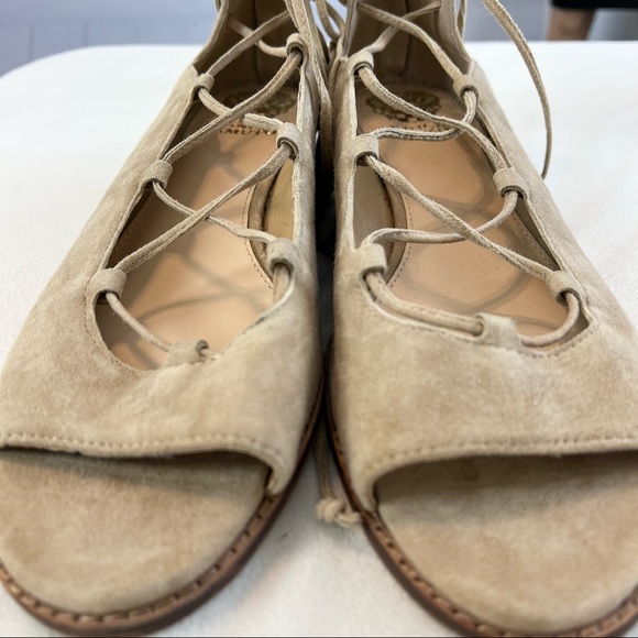 Vince Camuto Rochela Suede Tumbleweed Nude Wedge Sandals Size 10M - Picture 10 of 14